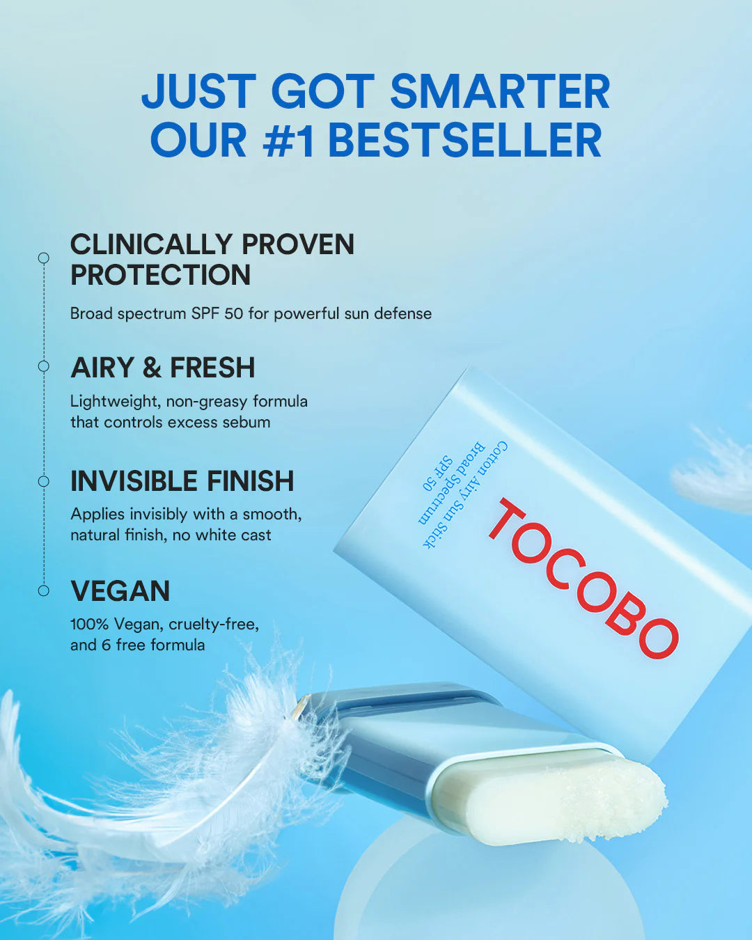 Cotton Airy(Soft) Sun Stick SPF50 PA++++ TOCOBO, 19g