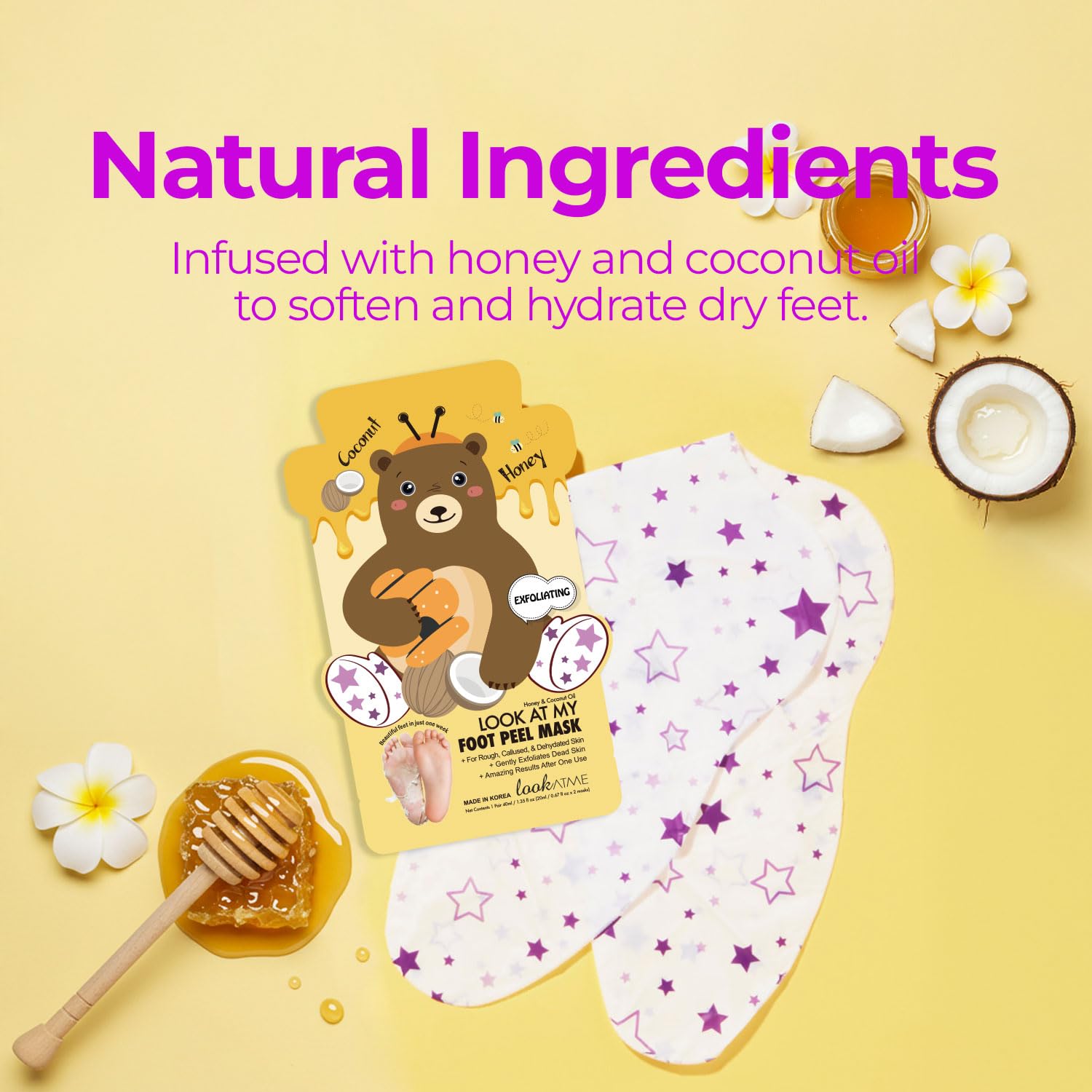 Look At My Foot Peel Mask (Bear) LOOK AT ME, 1 pair