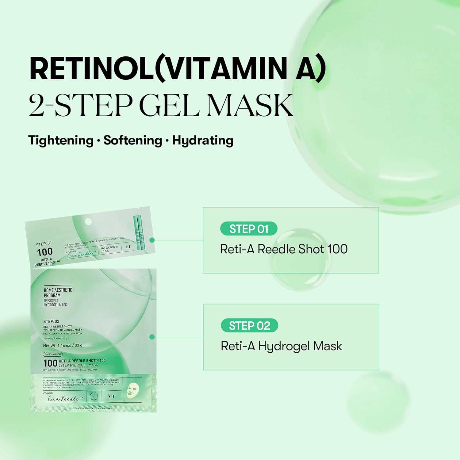 VT COSMETICS Reti-A Reedle Shot 100 2-Step Hydrogel Mask – 34.5 g