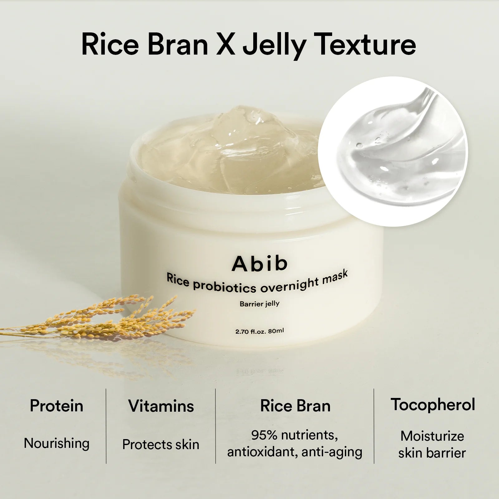 Rice Probiotics Overnight Mask Barrier Jelly  Abib, 80ml