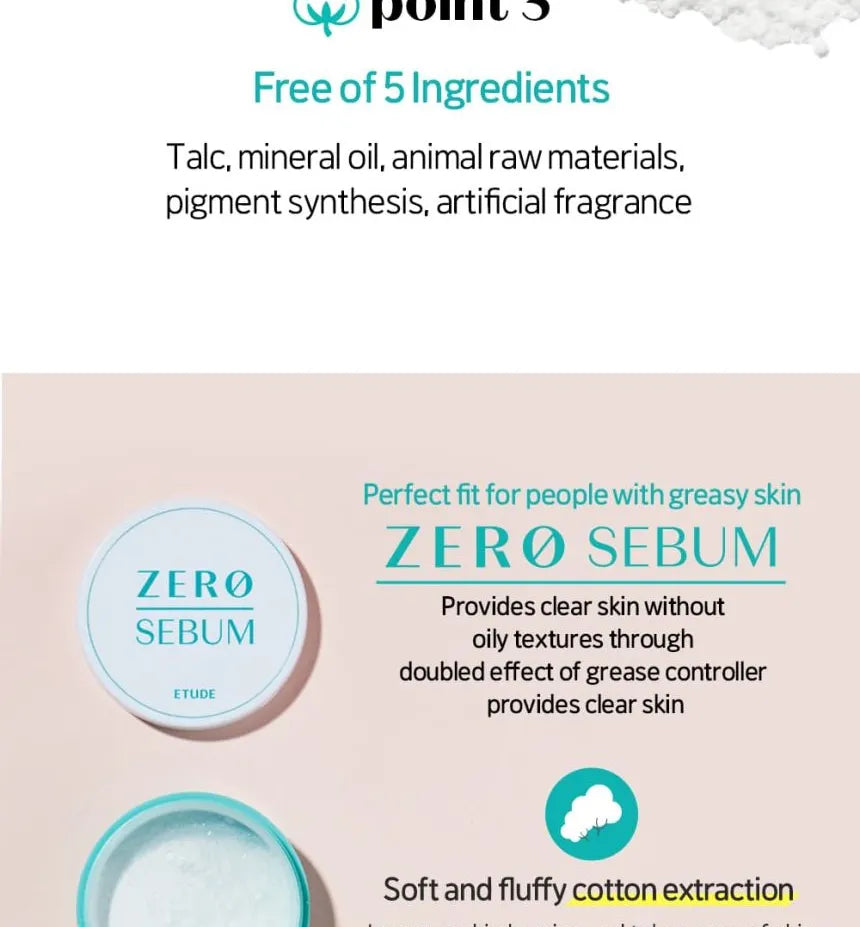 Etude – Zero Sebum Drying Powder – 4g