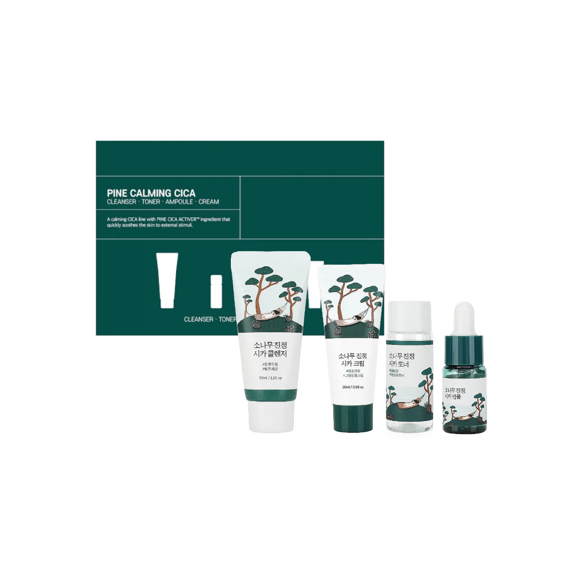Pine Calming Cica Trial Kit Round Lab, 4pcs 30ml+20ml+10ml+20ml