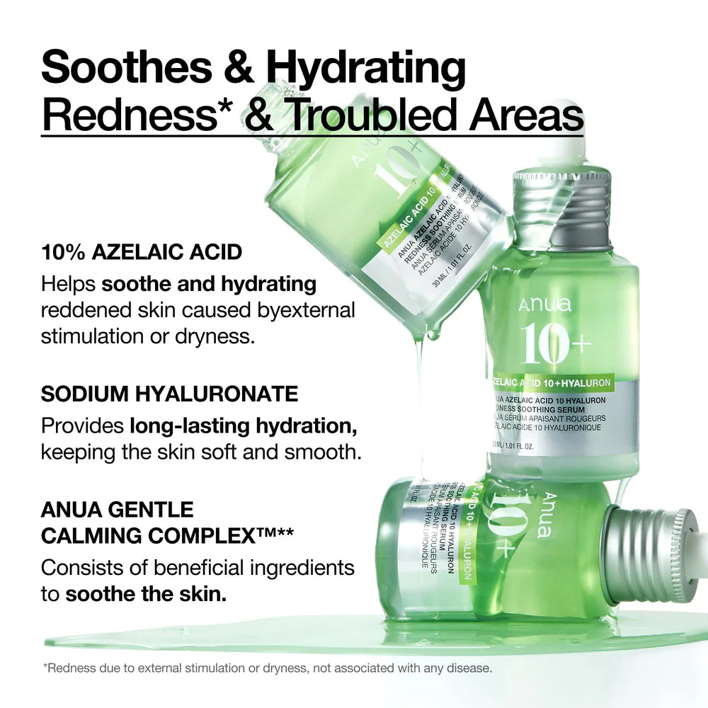 Azelaic Acid 10 Hyaluron Redness Soothing Serum ANUA, 30 ml