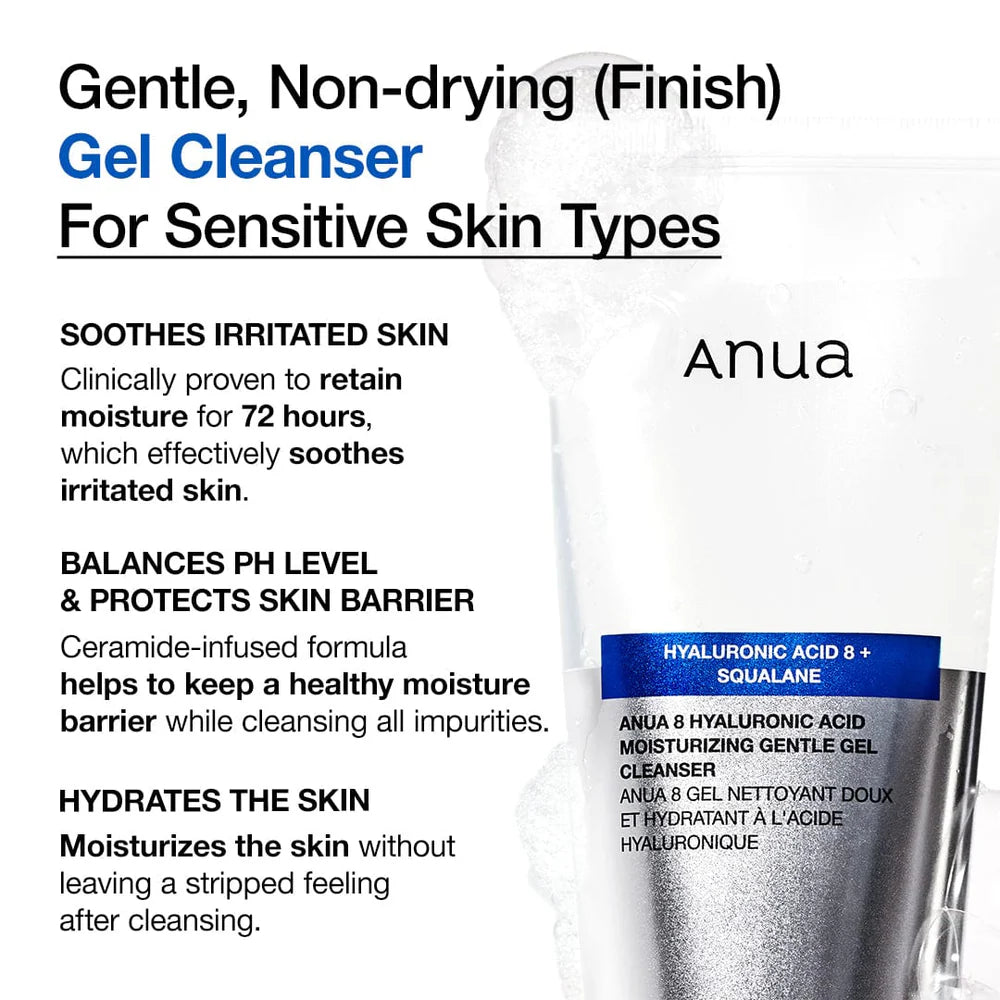 8 Hyaluronic Acid Moisturizing Gentle Gel Cleanser ANUA, 150 ml
